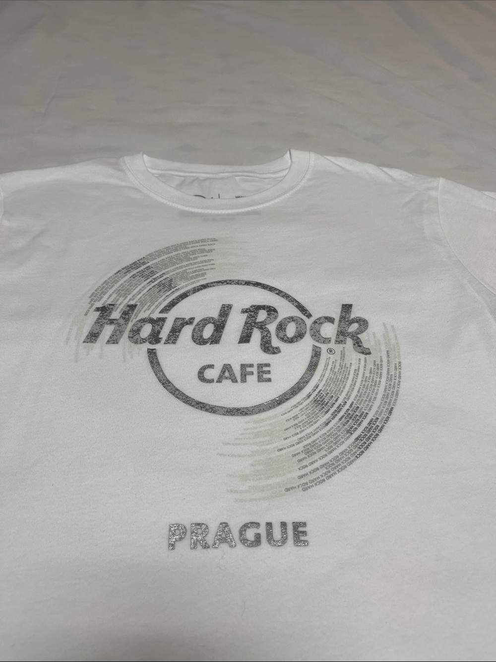 Hard Rock Cafe White Tee with Silver Logo - Prague NWT - Picture 2 of 5
